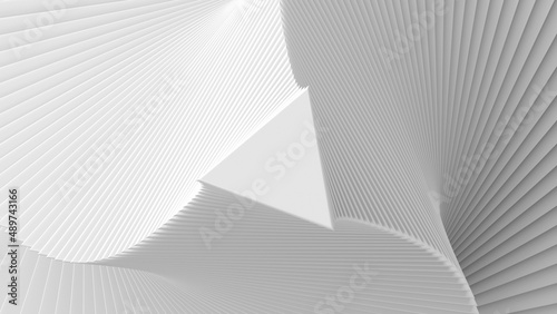 Group of white triangles. Abstract illustration, 3d render.
