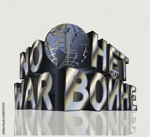 No War, two phrases written in English and Russian. vector illustration