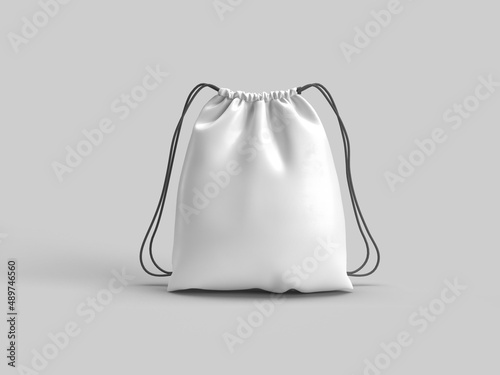 drawstring bag isolate without text with gray background 3d rendering photo