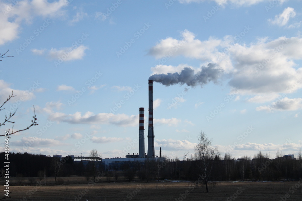 power plant with smoke