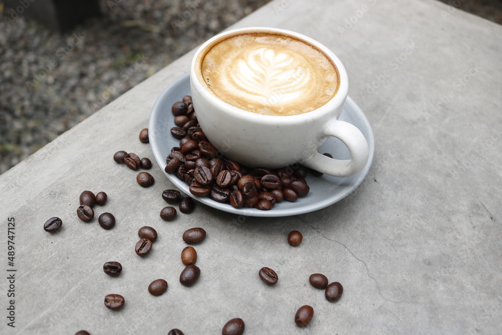 cup of coffee and beans cup of coffee and beans