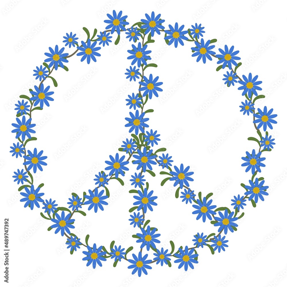 Blue daisy flower peace symbol Blue daisy flower peace symbol