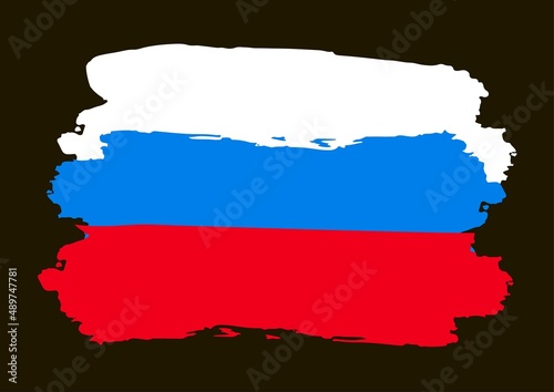 The flag of Russia is painted with paint. Paint  stain  blot