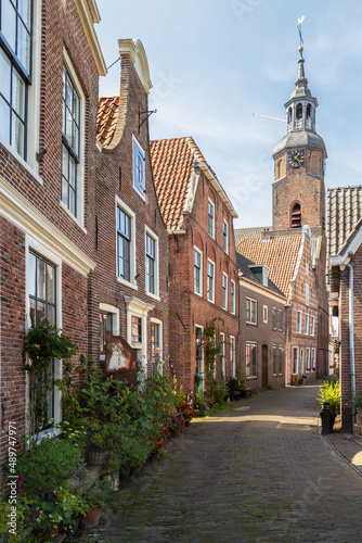 Small street in the picturesque town of Blokzijl in the Netherlands.