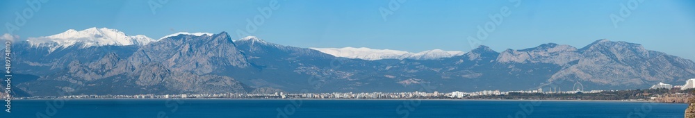 Panoramic view of the mountains from Antalya in Turkey