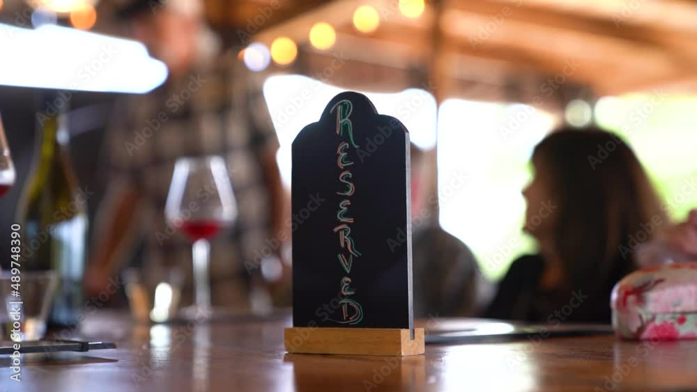 Reserved Sign at Wine Tasting Table
