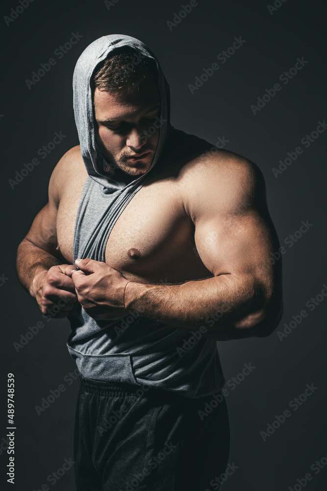 Strong muscular male body, muscles guy. Sexy man. Stock Photo | Adobe Stock