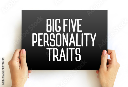 The Big Five personality traits - suggested taxonomy, or grouping, for personality traits, text on card concept for presentations and reports