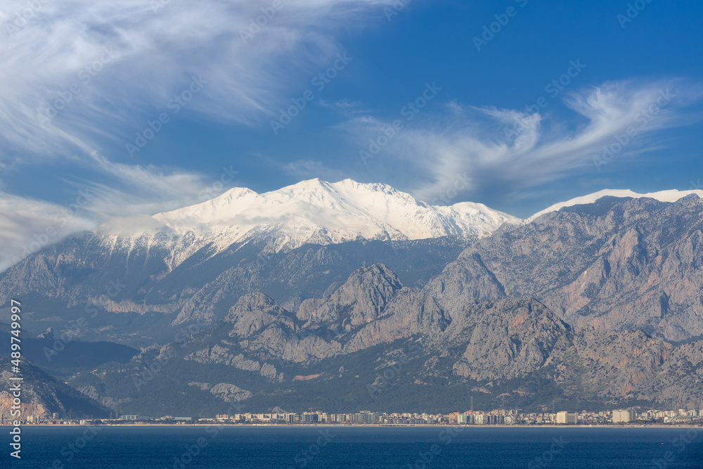 Antalya sea and mountain views, sea in Turkey Antalya City