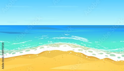 Tropical blue sea and a sand beach vector background. Summer and holiday concept vector.