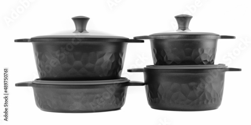 kitchen cookware on white background 
