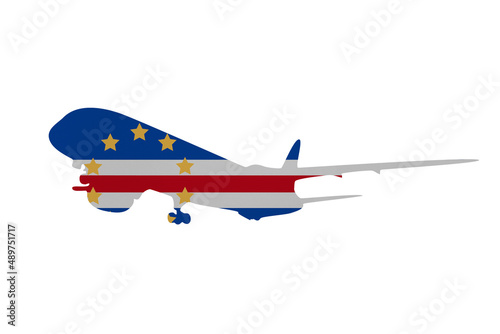 Aircraft News clip art in colors of national Cabo Verde flag on white background