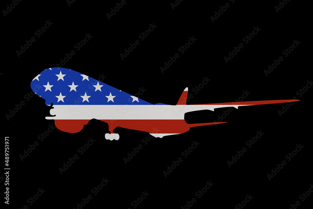 Aircraft News clip art in colors of national USA flag on black background