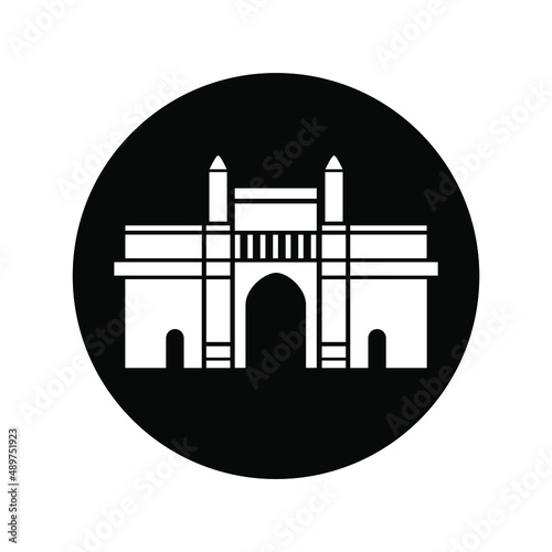 Gateway of India Black and white vector icon. Gateway of India Flat Vector.