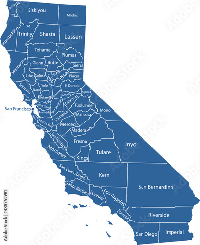 California county map with names photo