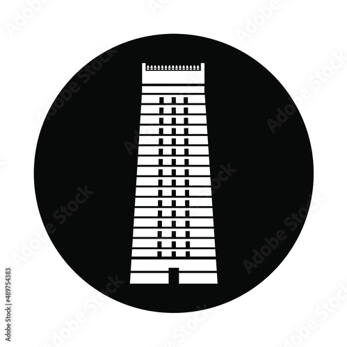 Murudeshwar temple Vector icon. Murudeshwar (Lord Shiva) temple icon in Black and white color.