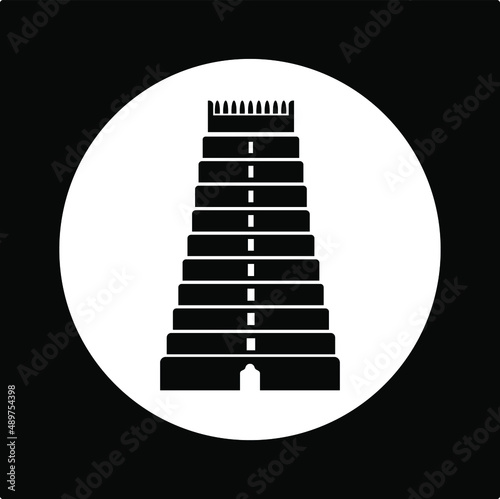 Rameshwaram temple vector icon. golden Rameshwaram mandir icon. Lord Shiva temple.