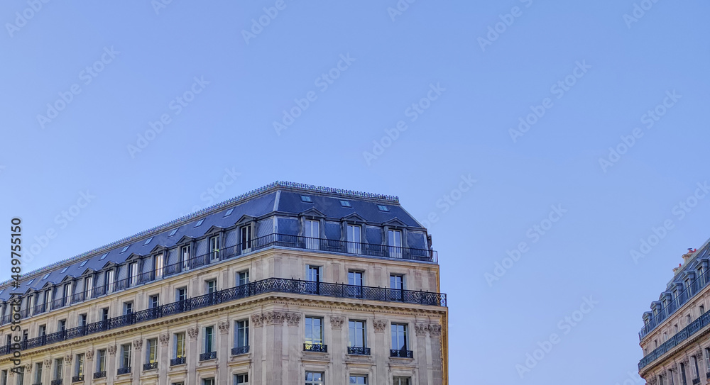 Haussmann Building in Paris Sky