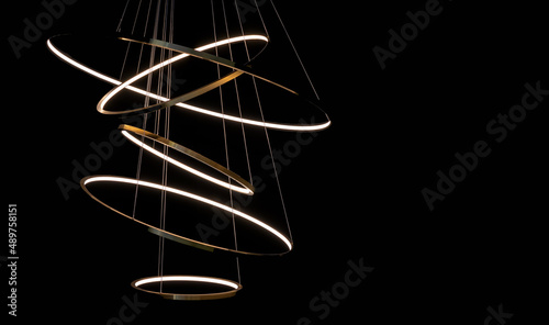 LED chandelier from several circles interconnected. photo