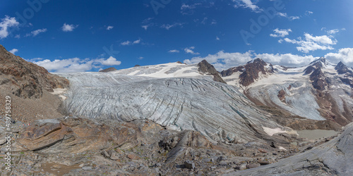 Panorama on the majestic Gepatschferner and Vallelunga glacier in the mountain group of the Palla Bianca, Vallelunga, Alto Adige - Sudtirol, Italy. Popular mountaineering destinations. photo