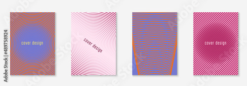 Set brochure as minimalist trendy cover. Line geometric element. © Holo Art