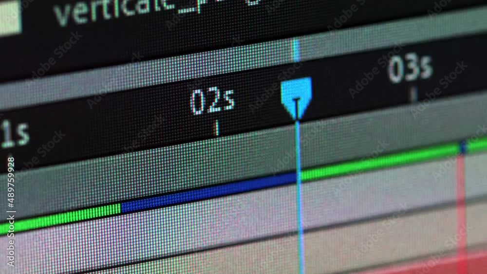 Video editing software timeline closeup. Timeline show 2sec of rendering