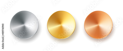 Vector set golden, bronze and silver web luxury award banners. Premium web metalic banners or buttons.