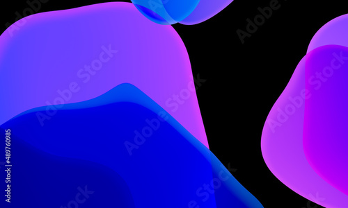 Abstract geometric fluid blue purple color gradient on black background. Trendy design graphics used for wallpaper screen tablet and phone. Dark mode.