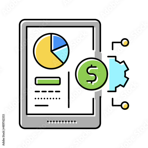 financial report on tablet screen color icon vector illustration