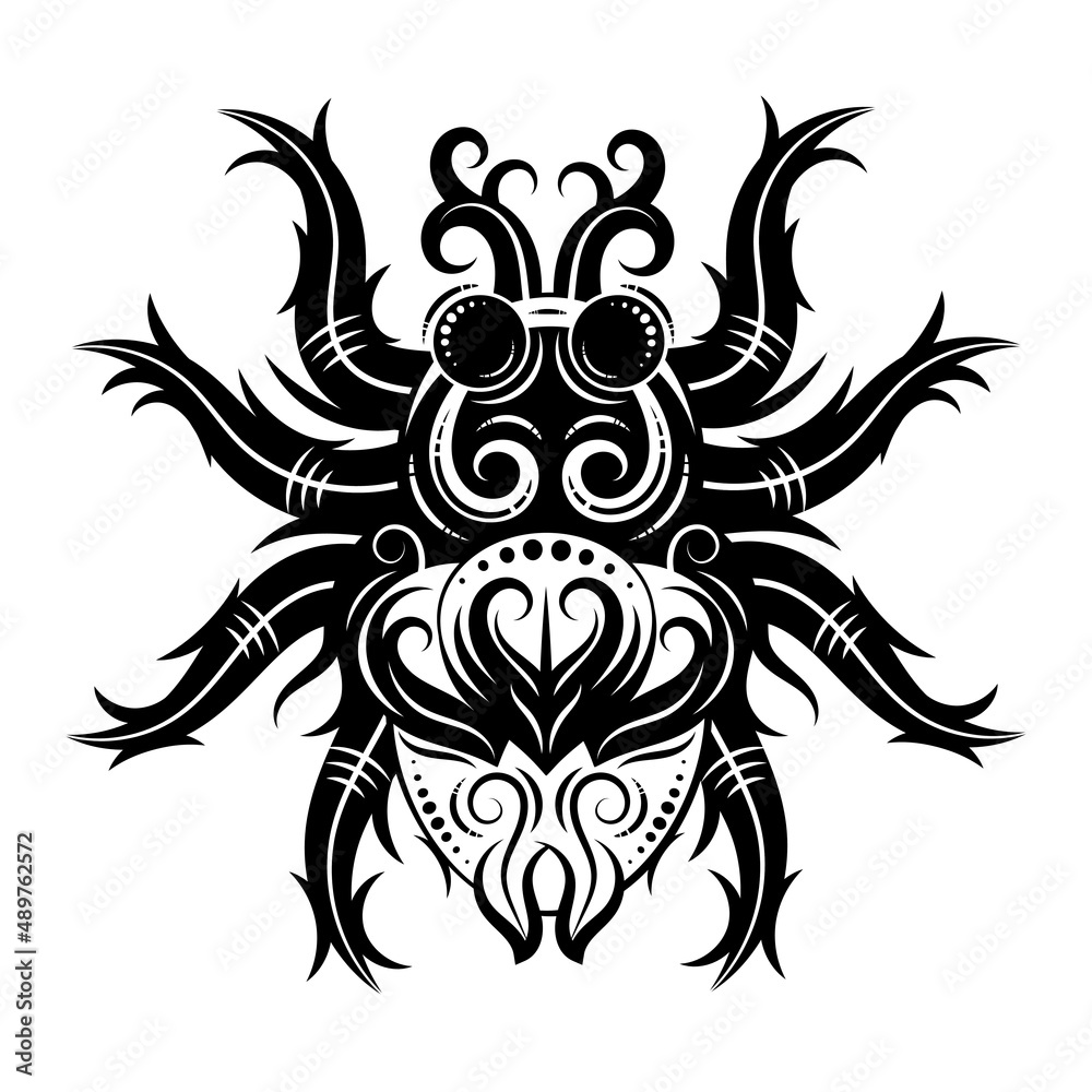 Zentangle stylized spider. Animals. Black and white hand drawn doodle. Ethnic patterned vector illustration. African, indian, totem tatoo design. Sketch for avatar, tattoo, poster