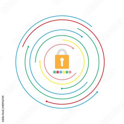 Bild auf Leinwand vector illustration cloud computing concept on security, database on cloud platf