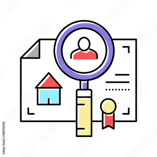 checking tenant recommendations color icon vector illustration