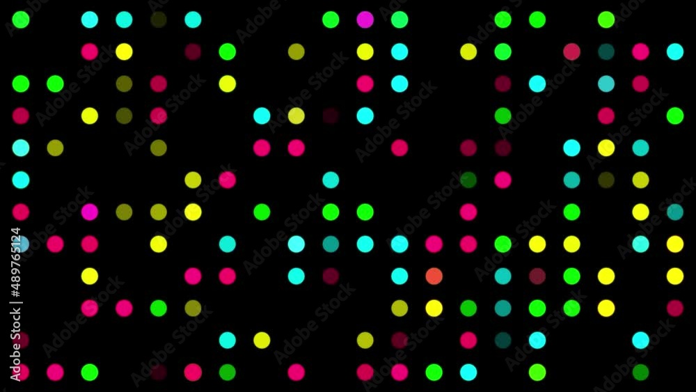 Neon Colorful circle Lights on Dark Wall, Light Show Background Video Neon Colorful circle Lights on Dark Wall, Light Show Background Video