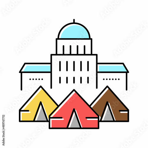 government building refugee campground color icon vector illustration