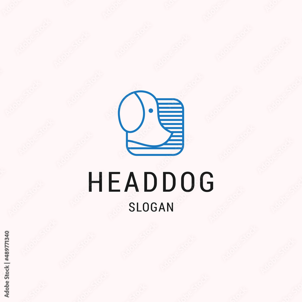 Head dog logo icon flat design template
