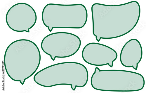 Set green speech bubbles on white background. chat box or chat vector square and doodle message or communication icon Cloud speaking for comics and minimal message dialog