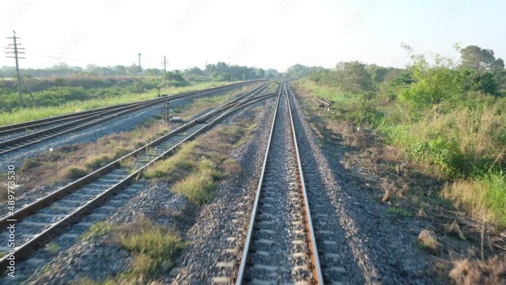slow motion of railroad tracks, travel by train
slow motion of railroad tracks, travel by train