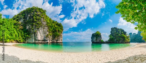 Obraz  z motywem Wide panorama nature view scenic landscape Ko Hong island beach Krabi, Attraction famous landmark tourist travel Phuket Thailand beach summer holiday vacation trip, Beautiful destination place Asia