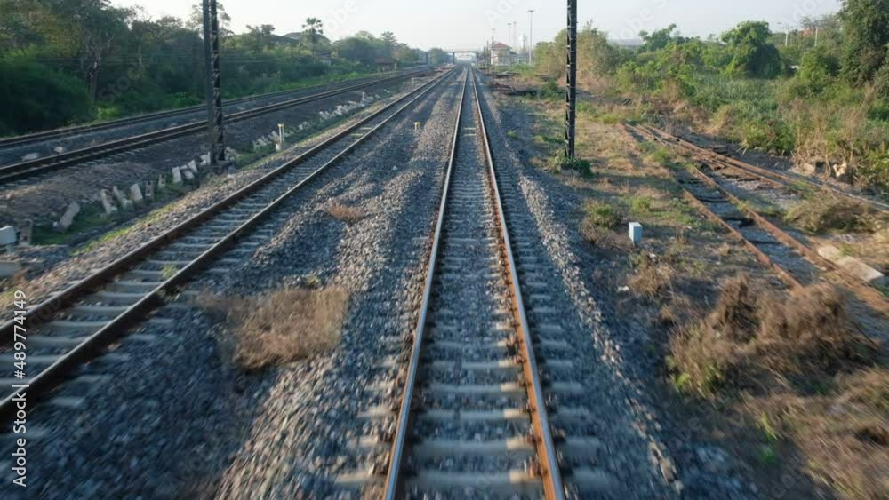 slow motion of railroad tracks, travel by train
slow motion of railroad tracks, travel by train
