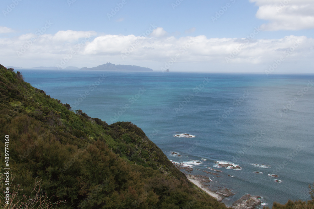 Marine landscape seeing from Mangawhai Cliffs walk track, New Zealand.