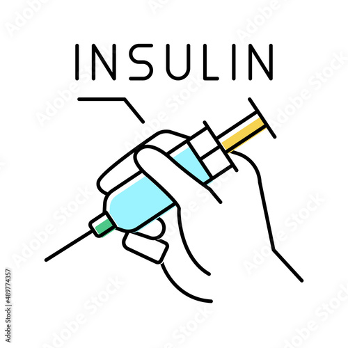 insulin syringe color icon vector illustration