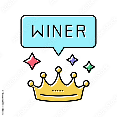 winner crown lotto color icon vector illustration