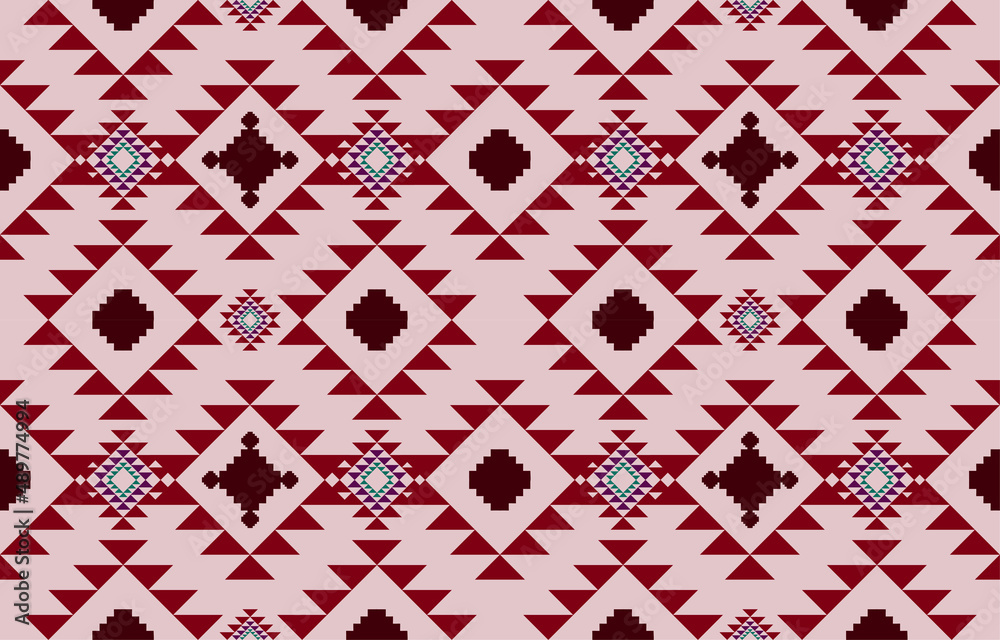 Navajo fabric seamless pattern geometric tribal ethnic traditional background,native American Design Elements, Design for carpet,wallpaper,clothing,rug,interior,Vector illustration embroidery.