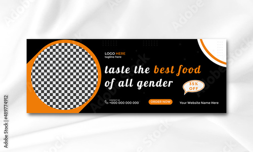 Delicious Yummy Food Burger and restaurant Promotional Facebook web banner template. Set of Food facebook cover header for social media and website advertisement.