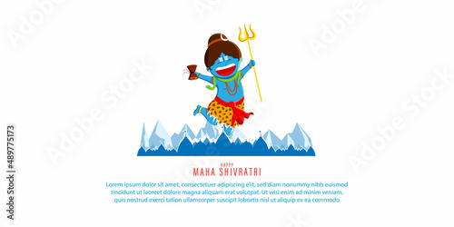 Vector illustration of sticker for Hindu festival Maha Shivratri  with text Om Namah Shivaya meaning adoration to Shiva