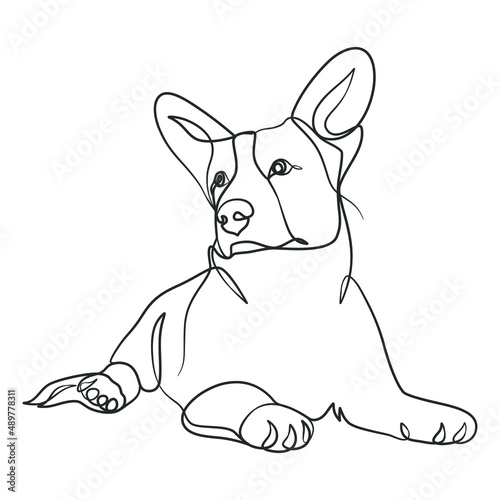Continuous one line drawing of a dog. Dog one line drawing minimalist style