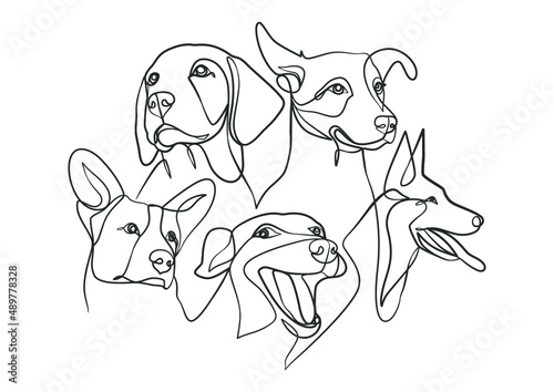 Continuous one line drawing of a dog. Dog one line drawing minimalist style