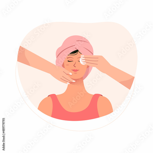 Woman facial massage and skincare at spa concept