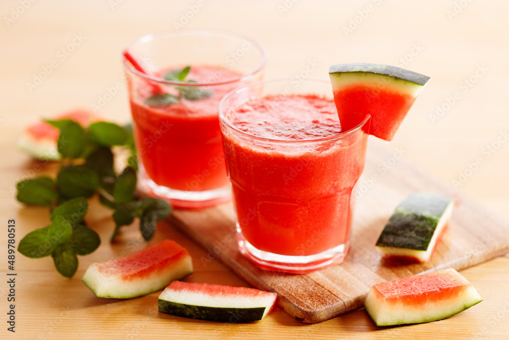 Watermelon smoothies with mint. Watermelon smoothies with mint.