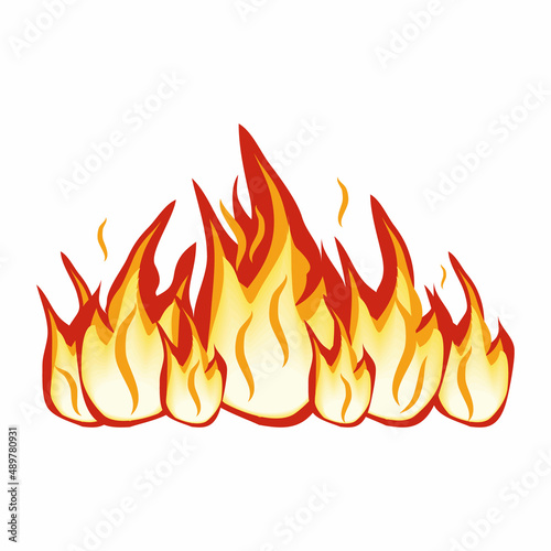 Fire flame isolated on a white background. Color Vector illustration.